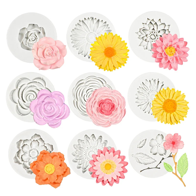 Silicone Fondant Cake Mold Rose Peach Blossom Flower Shaped Baking Chocolate Decorative Mould for Pastries 15-71 Oasis Select