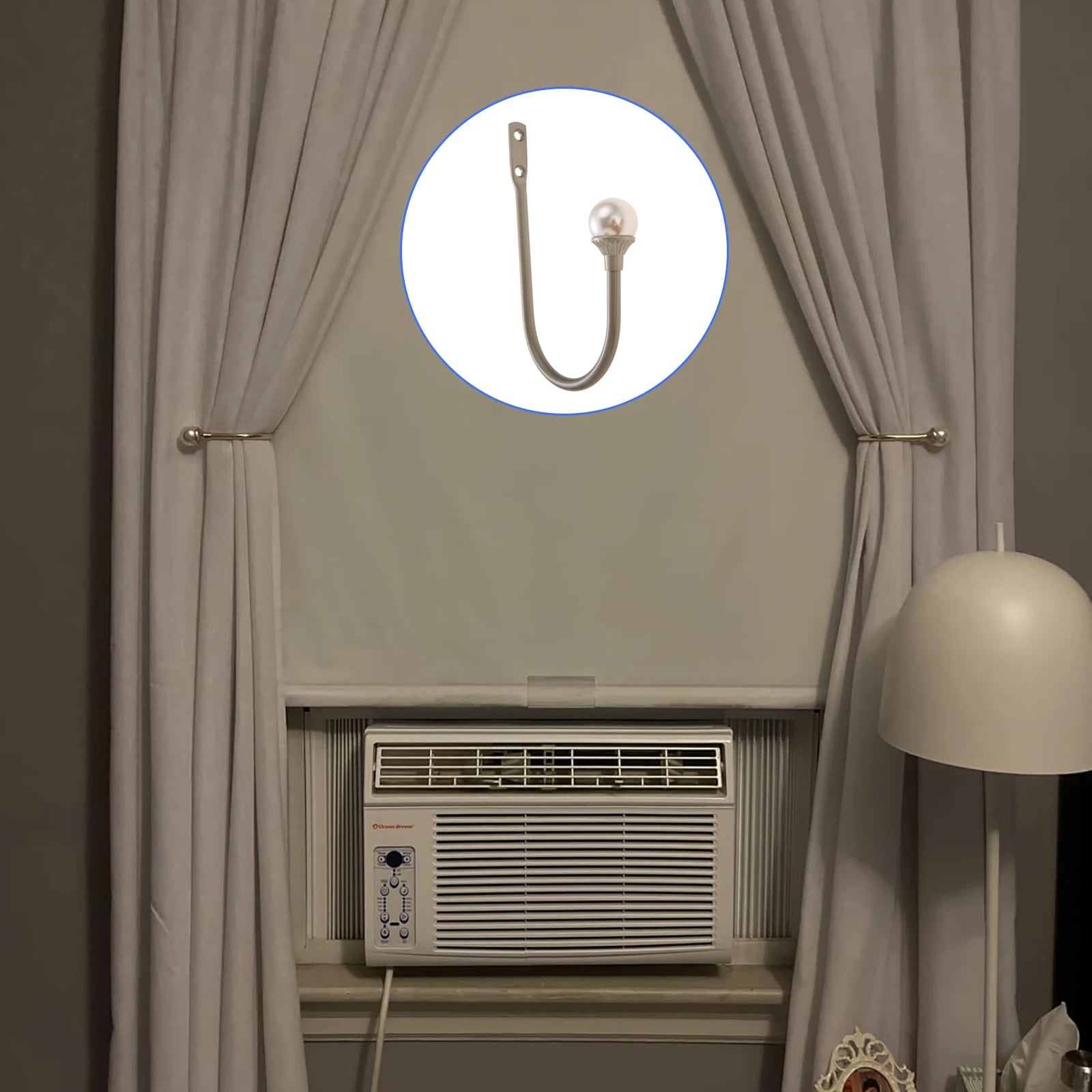 2pcs Wall Mounted Curtain Holdbacks,Premium Iron Alloy & Pearl,U-Shaped Elegant Design,Easy Install for Home Office Silver Oasis Select