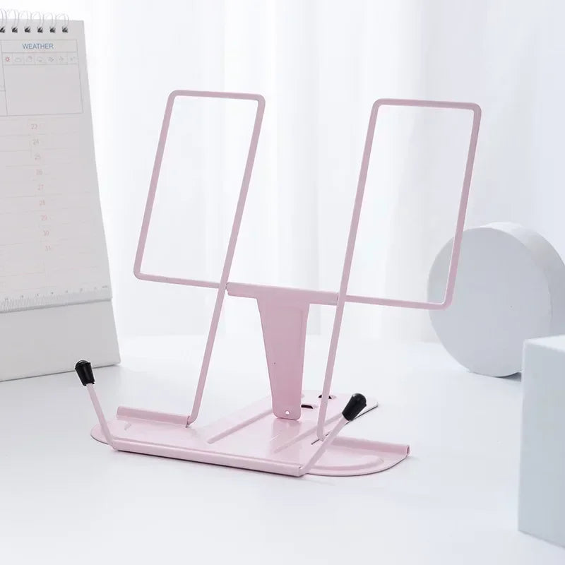 Simple metal reading stand, foldable reading stand, portable reading bookshelf, music stand Oasis Select Pink
