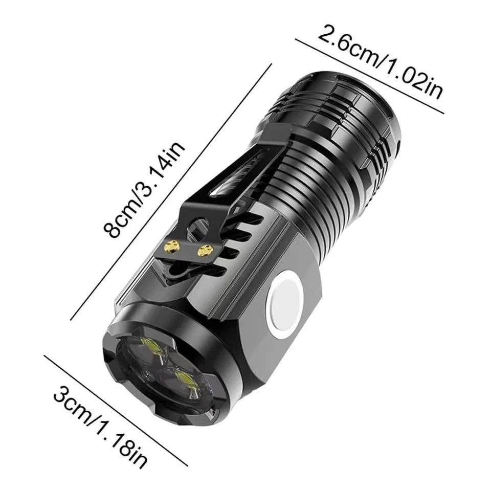LED Strong Light Flashlight Rechargeable Multi functional for Long Range Portable Outdoor Home Mini Flashlight Cap Clip Light Oasis Select