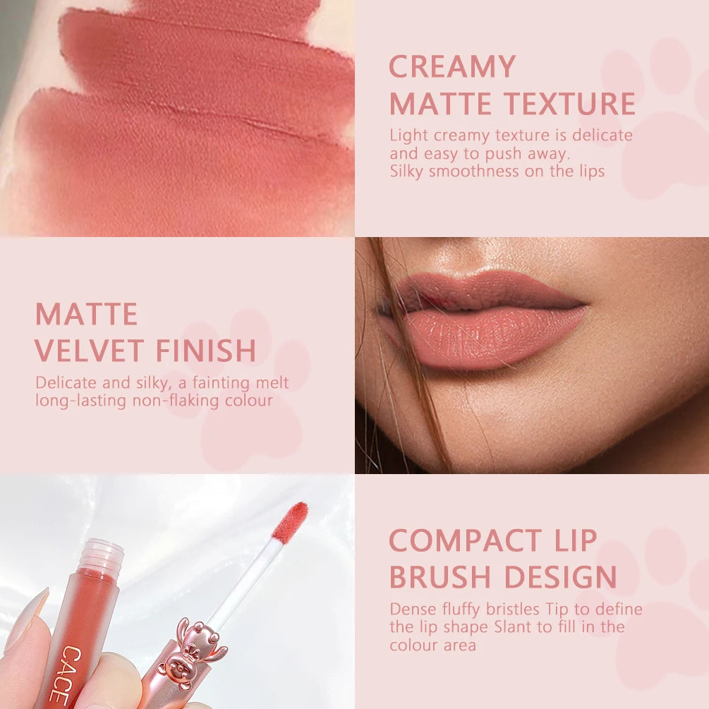 CACE Matte Velvet Lip Gloss Set – 5 Long-Lasting Shades
