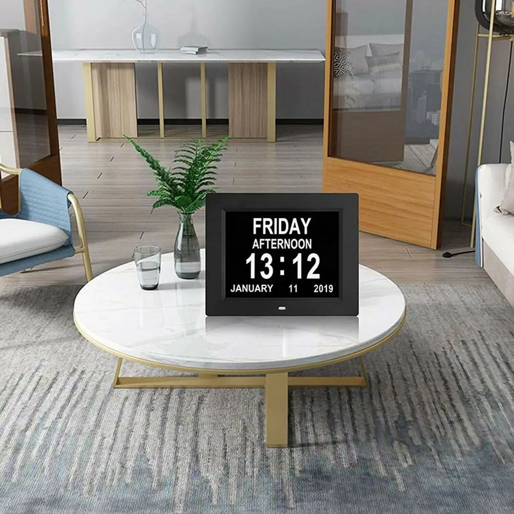 Day Month Year Date Time LCD Screen Dementia Table Home Decor Digital Clock Calendar Alarm Clock Oasis Select