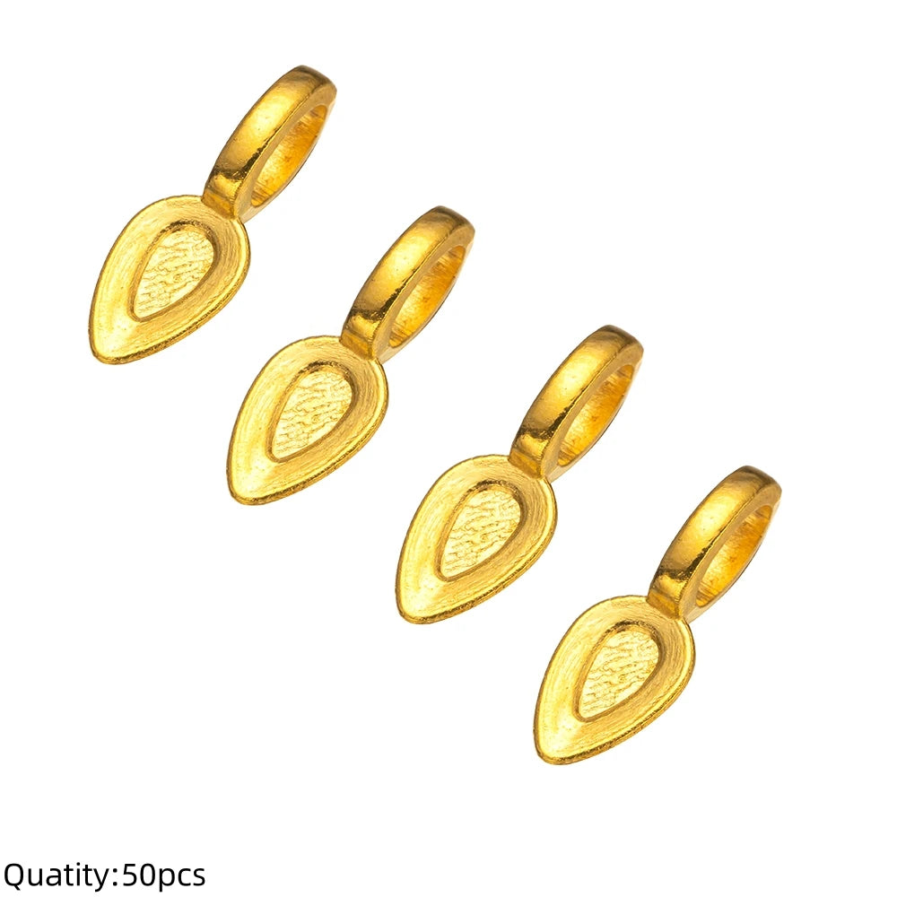 20/50pcs Spoon Glue-on Flat Pad Pendant Bail Oval Scrabble Linking Charm Bails Charm Connector Hangers for DIY Jewelry Making Oasis Select K0095GD21X8