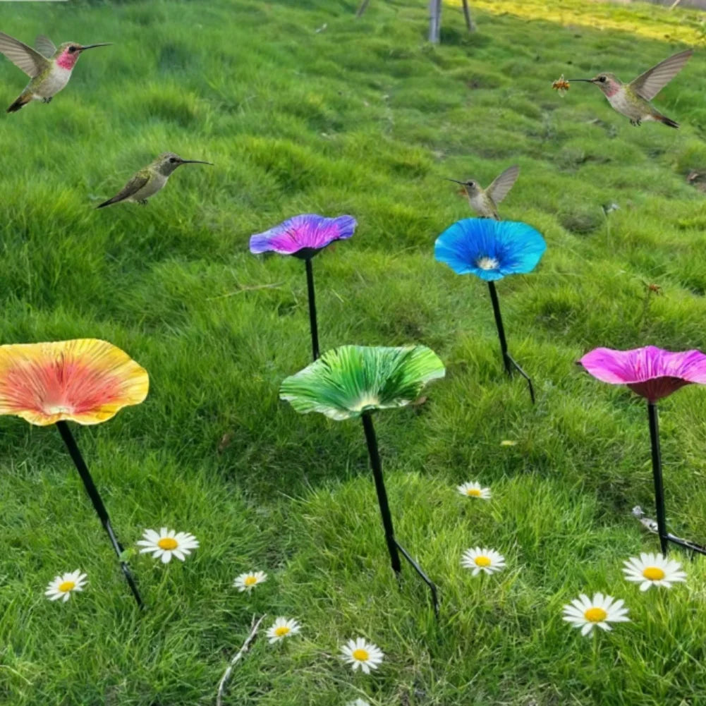 Flower Shaped Bird Feeder And Bath Metal Garden Decor For Outdoor Wildlife Watching Bee Watering Station Oasis Select