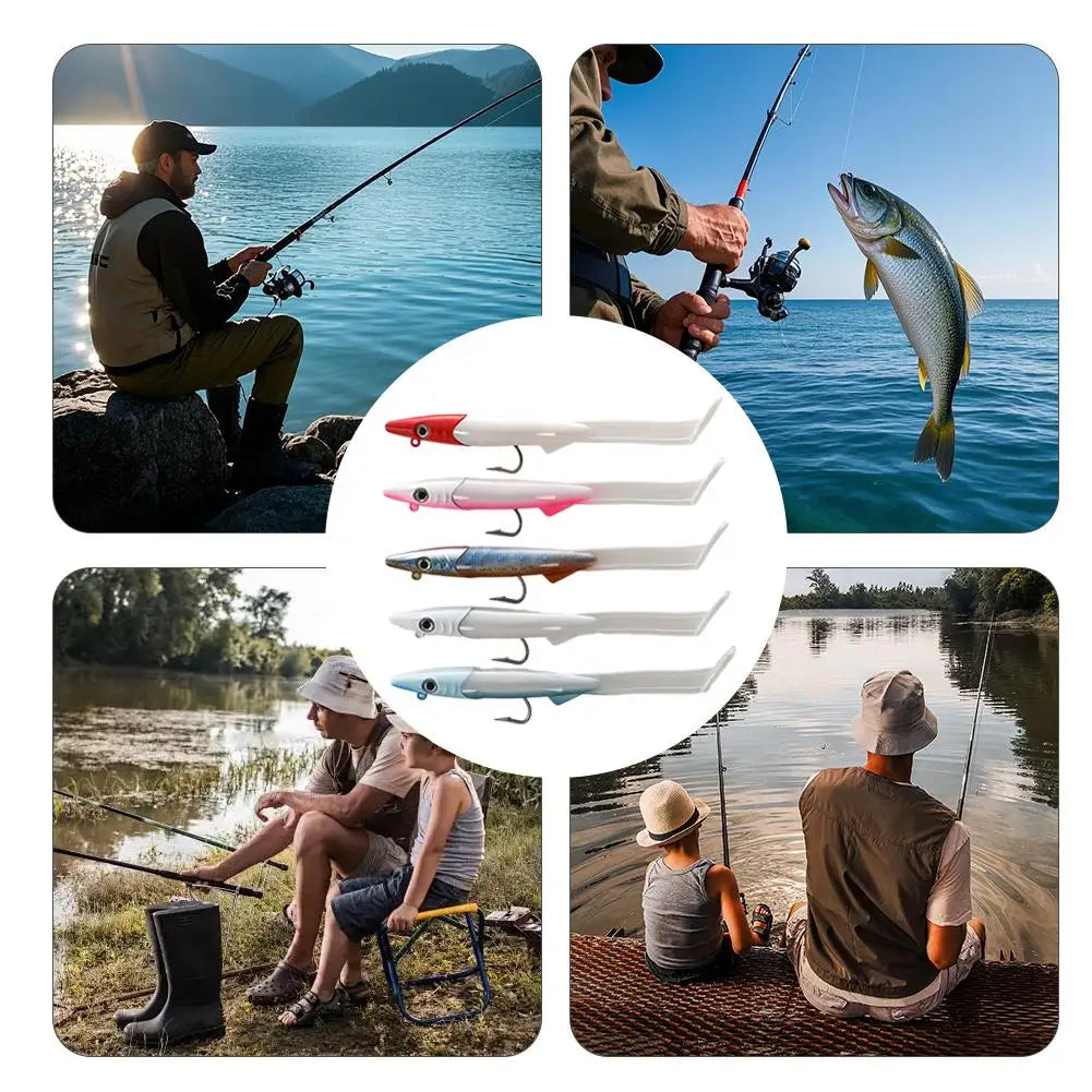 Soft Fishing Lures Kit Artificial Bait With VMC Hook 12cm 26g 2pcs/Pack Body Soft Lure for Freshwater Saltwater Fishing Oasis Select
