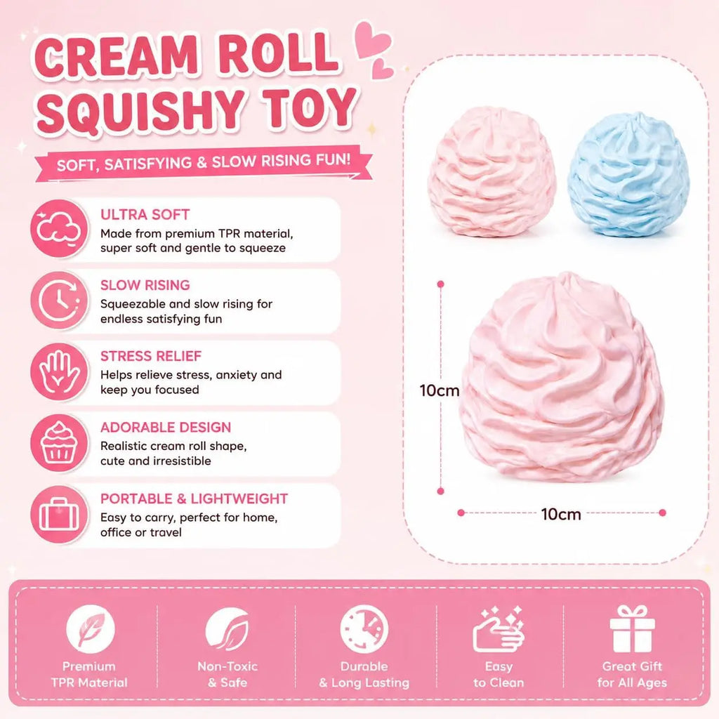 Cream Roll Squishy Toy Slow Rising Dessert Fidget Stress Relief Soft Squeeze Toy for Anxiety Relief Kids Adults Collectible Oasis Select