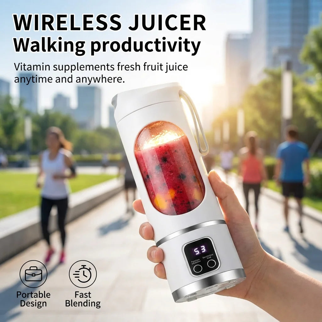 2025 Mini Electric Juicer with Powerful Motor 450ML Large Capacity Digital Display Crushed Ice Household Charging Juice Cup Oasis Select