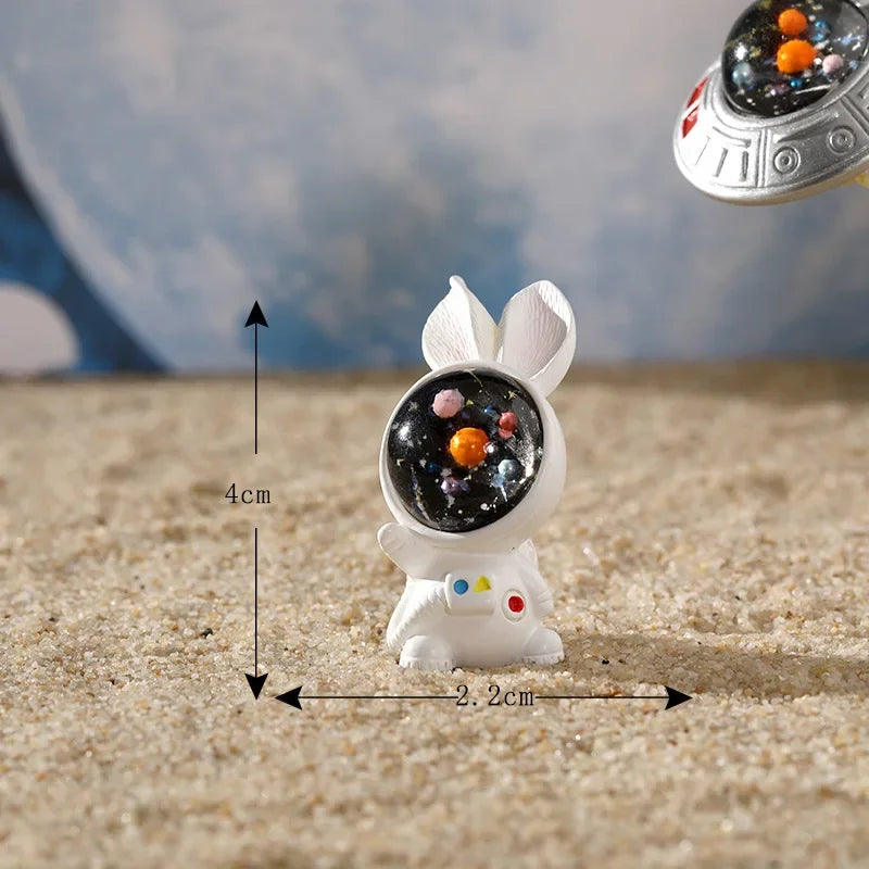 Figurines Miniature Cute Cartoon Astronauts Bunny Micro Landscape Ornaments for Home Decorations Rabbit Crafts Room Desk Decor Oasis Select 14