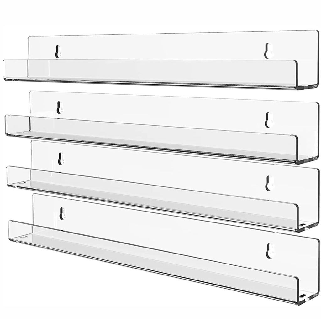 Clear Acrylic Floating Wall Shelf for Books, Makeup & Decor