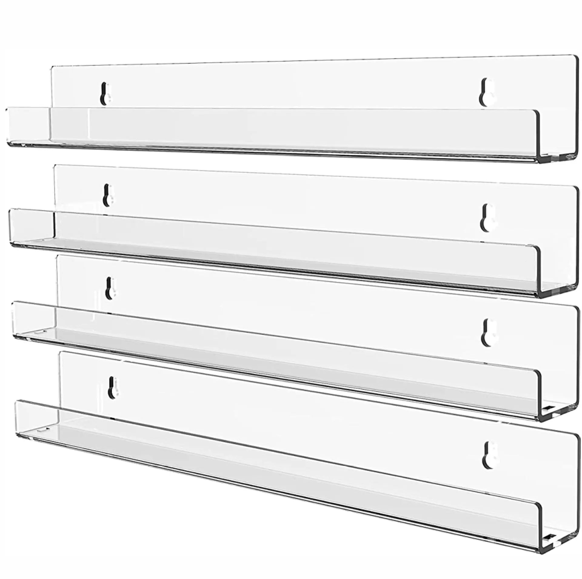 Clear Acrylic Floating Wall Shelf for Books, Makeup & Decor