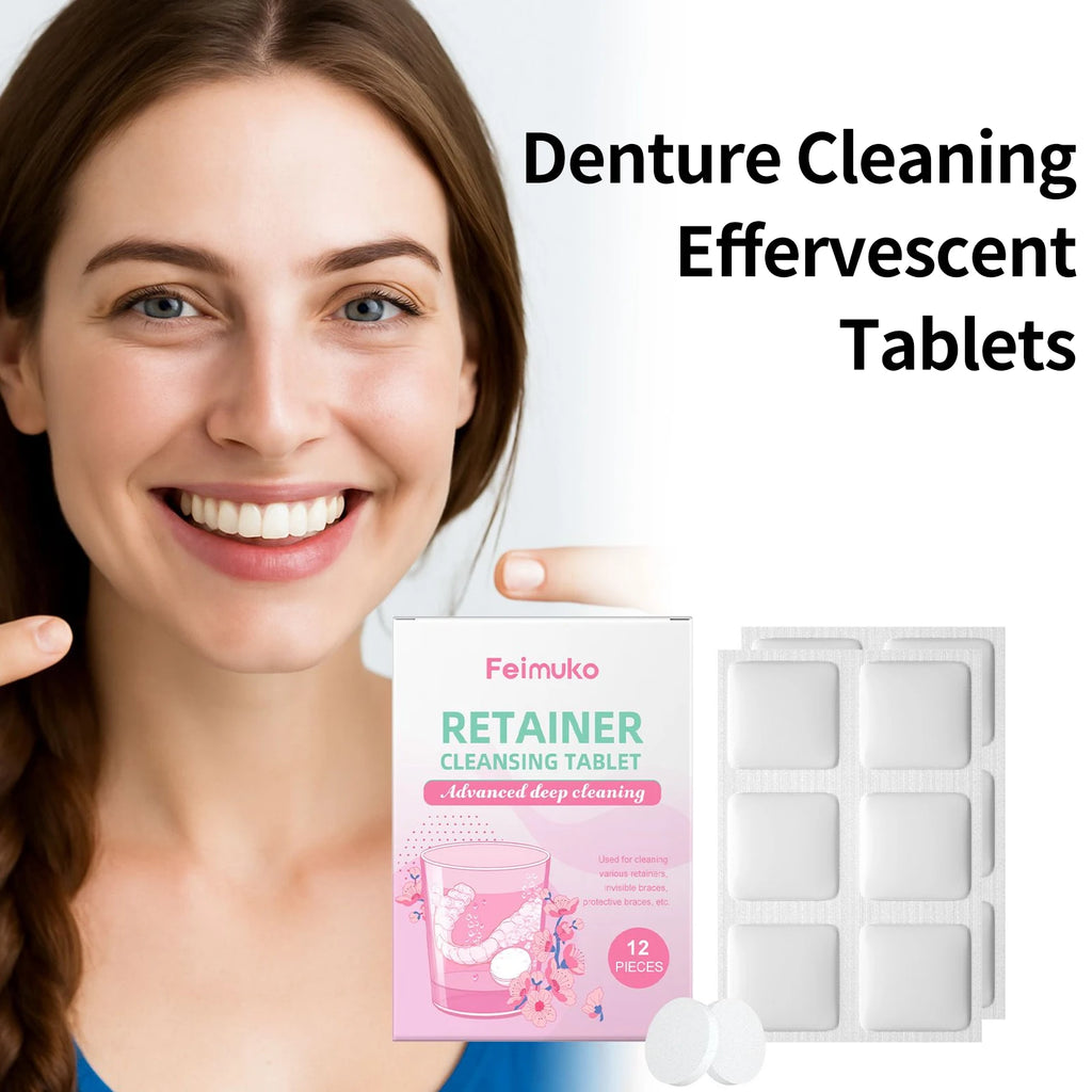Denture Cleansing Tablet Retainer False Teeth Odor Remover Stains Oral Cleaning Retainer Cleaner for Aligner Mouth Night Guard Oasis Select