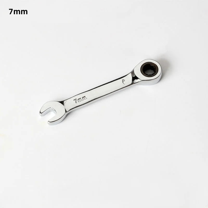 1Pcs 6-19mm 72 Tooth Short Handle Ratchet Socket Wrench CRV Quick Open Reversible Combination Stubby Spanner Auto Repair Tools Oasis Select 7mm
