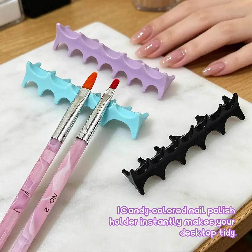 Soft Silicone Nail Pen Holder Brush Rack Shelf UV Gel Brush Display Stand Makeup Painting Pen Rest Organizer Nail Art Manicure Oasis Select