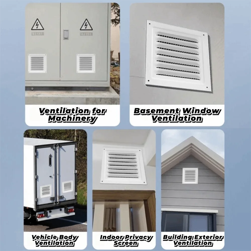 Stainless Steel Metal Vent Cover Built-in Insect Screen White Black Louver Air Vents Grille Square Grille Cover Oasis Select