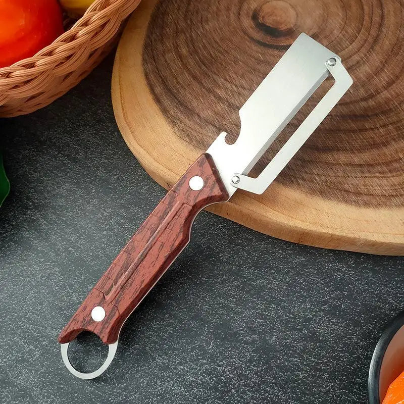 SU Premium Multi-Functional Vegetable Peeler For Kitchen, Heavy Duty Stainless Steel Potato Peeler With Ergonomic Wooden Handle Oasis Select