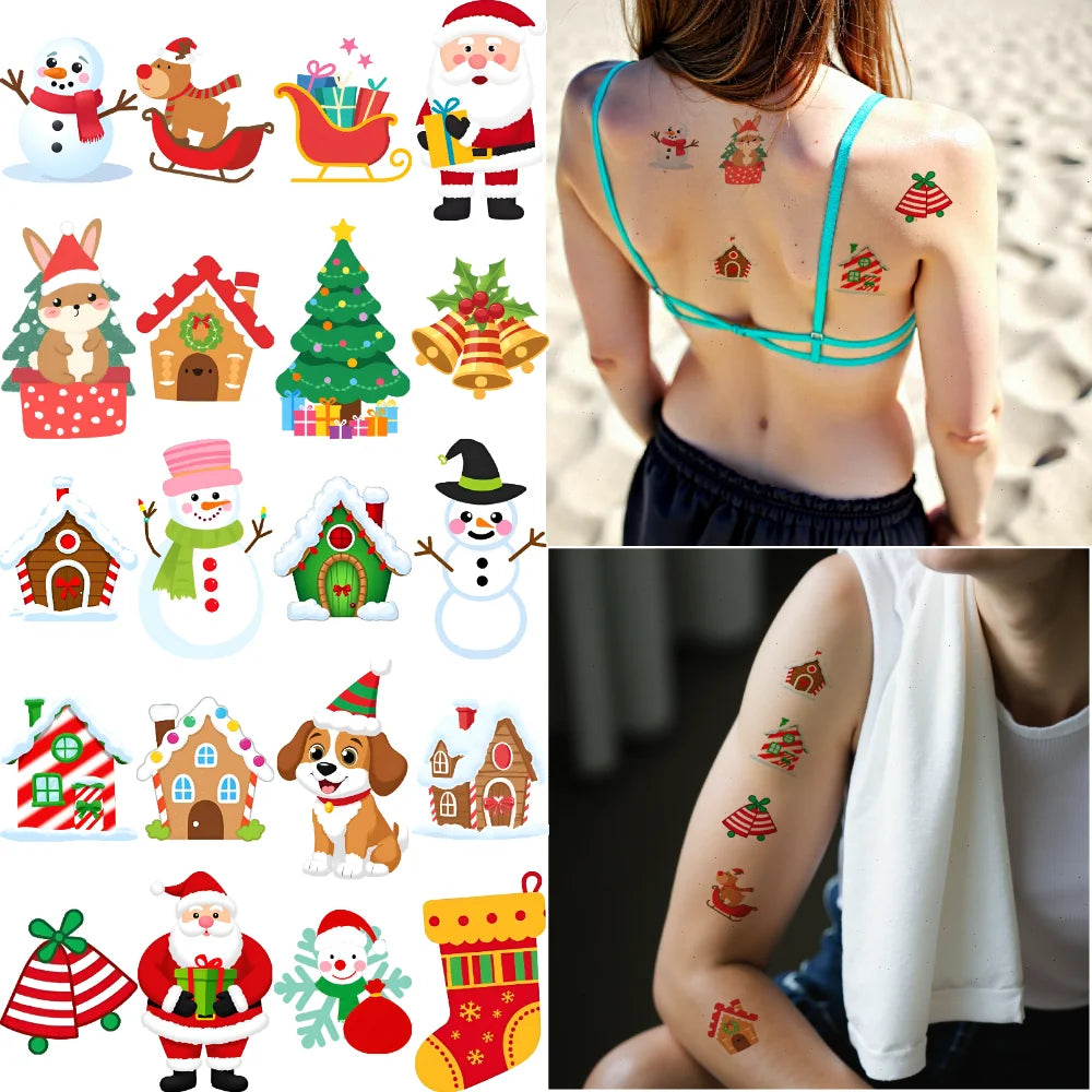 54pcs Christmas Temporary Tattoo Stickers for Kids – Holiday Set Temporary Tattoo Stickers Oasis Select