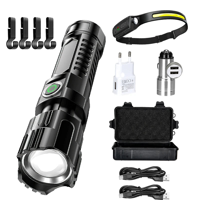 Rechargeable Zoomable LED Flashlight – Waterproof Tactical Torch