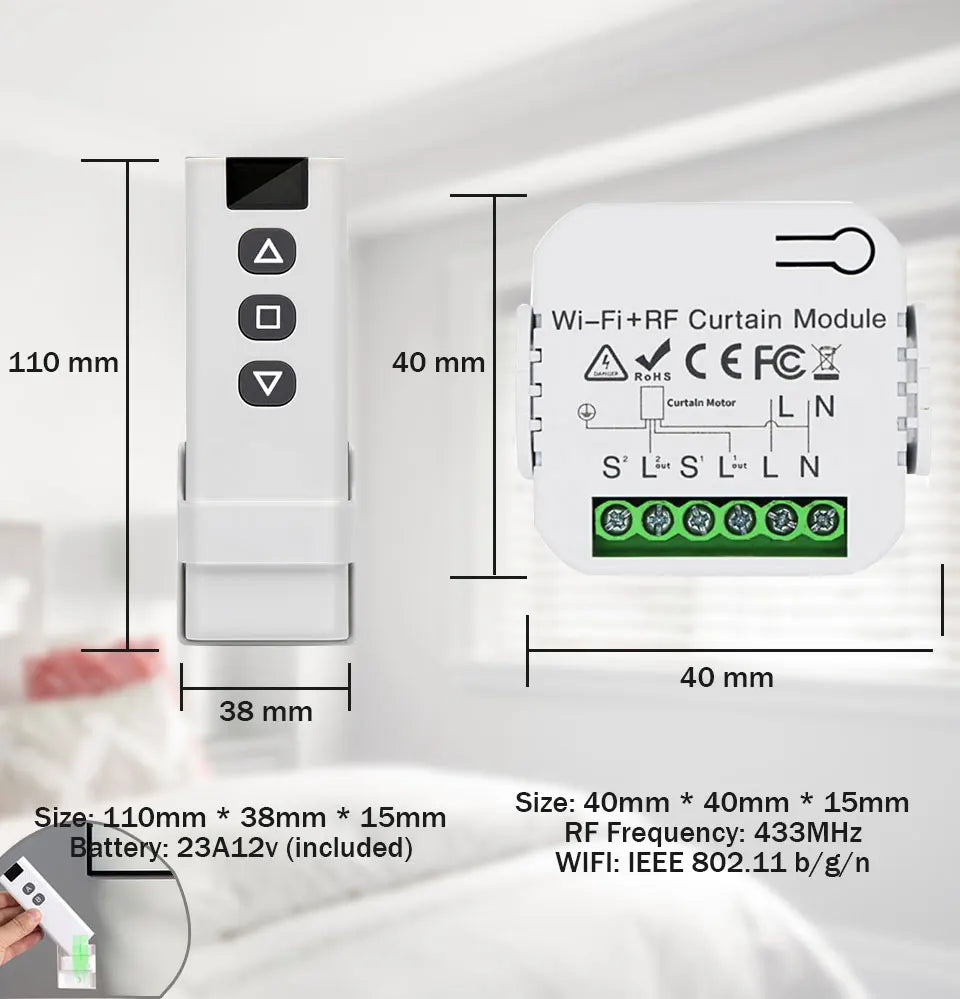 Tuya WiFi Smart Curtain Switch RF433MHz – Alexa & Google Smart Curtain Switch Oasis Select
