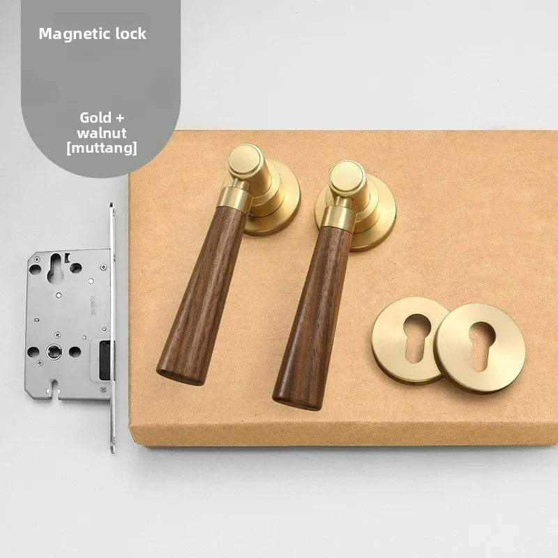 Mid Ancient Style Bedroom Split Lock Universal Door Silent/magnetic Lock Indoor Room Retro Wooden Door Handle Lock Oasis Select Color B magnetic