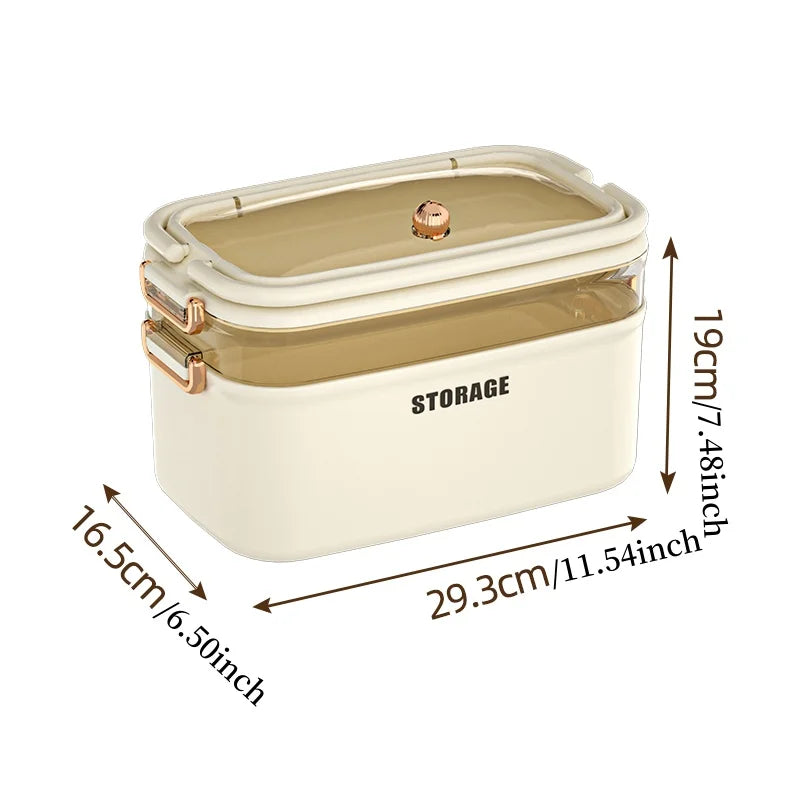 Saim First Aid Organizer Box Medical Box Transparent 3-Tier Fold Tray with Removable Pill Case Portable Lockable First Aid Conta Oasis Select 2Layer creamS