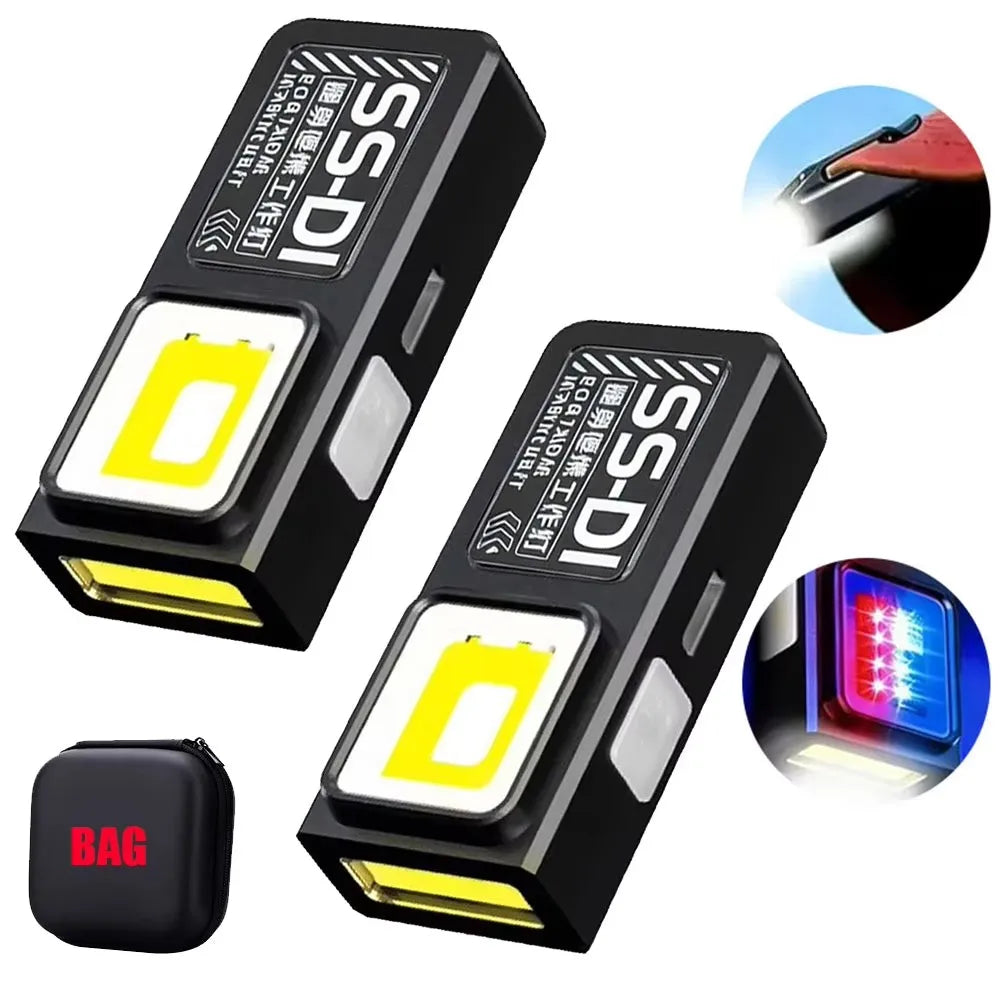 Mini COB LED Flashlight USB-C Rechargeable Magnetic Clip EDC