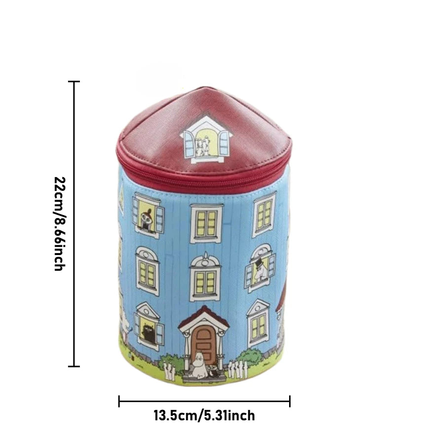 Storage Bag Magazine Style PU Leather Digital Printed House Design Large Capacity Travel Storage Makeup Bag Multifunctional Oasis Select 1PC