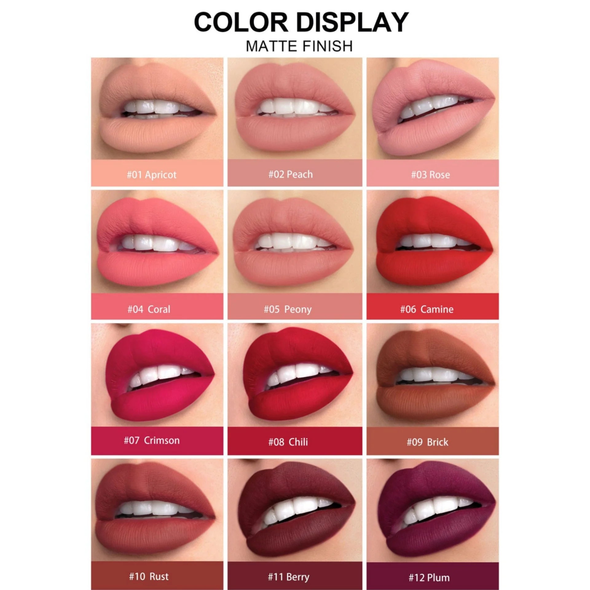 Handaiyan 12-Color Matte Lip Crayon Set – Waterproof, Long-Lasting
