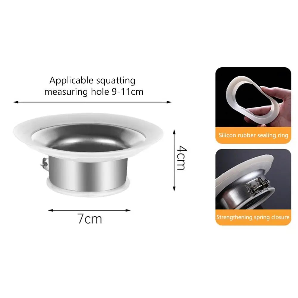 Prevent Backflow Toilet Odor Stopper Squatting Pan Accessories Bathroom Fitting Toilet Deodorant Stopper Stainless steel Oasis Select large