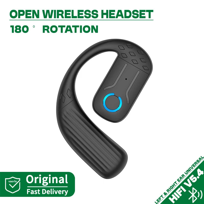 Wireless Bluetooth 5.4 Earphone 180° Rotation Ear Hook HIFI Stereo With MIC HD Call Open Single Ear Headset For Game Music Sport Oasis Select Black 1PCS