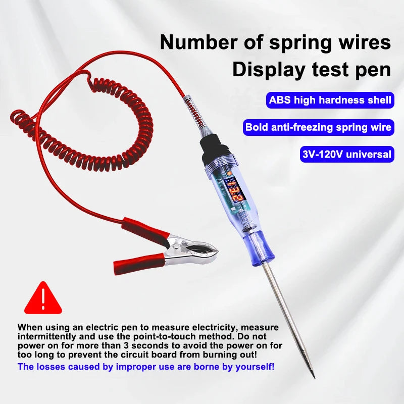 New 5V-120V Car Tester Pen Voltage Circuit Test DC Digital Display Electric Pen Probe Pen Auto Diagnostic Tools 2V 12V 24V 48V Oasis Select