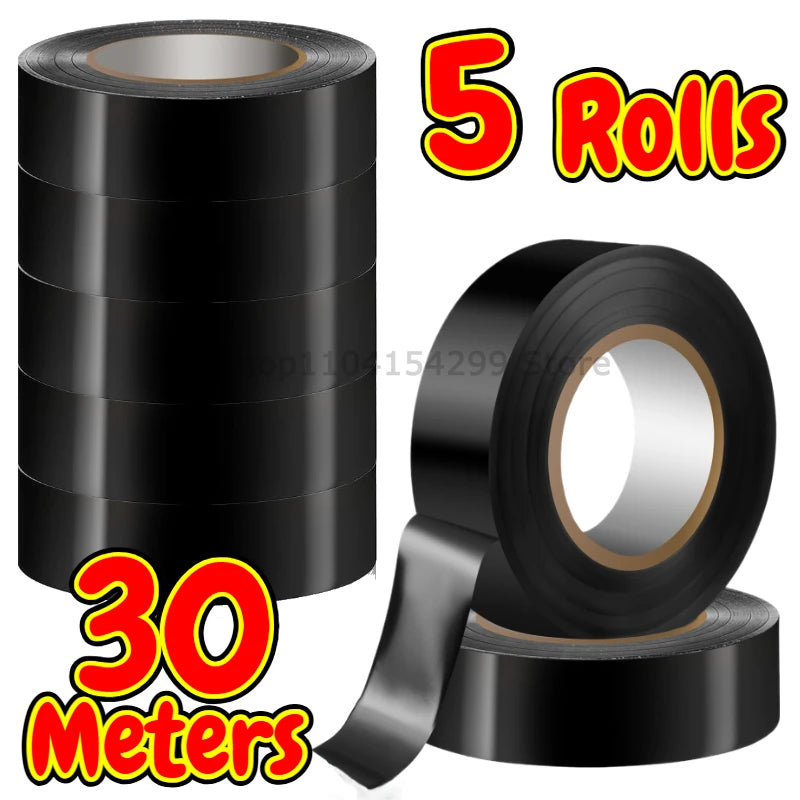 Black Electrical Wire Tape Electric Insulation Tape Heat Shrink High-Temp Insulating Adhesive for Industrial Home Mechanics Use Oasis Select 5roll