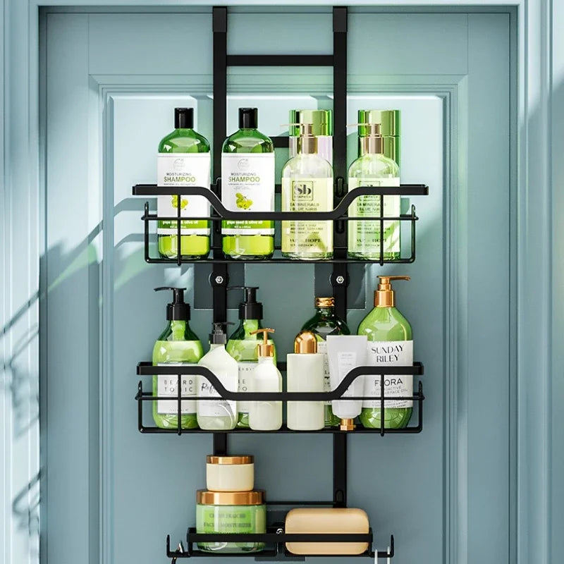 No punching bathroom rack, door rear rack, wall hanging layered hanging basket shelf, toilet shower room storage rack Oasis Select