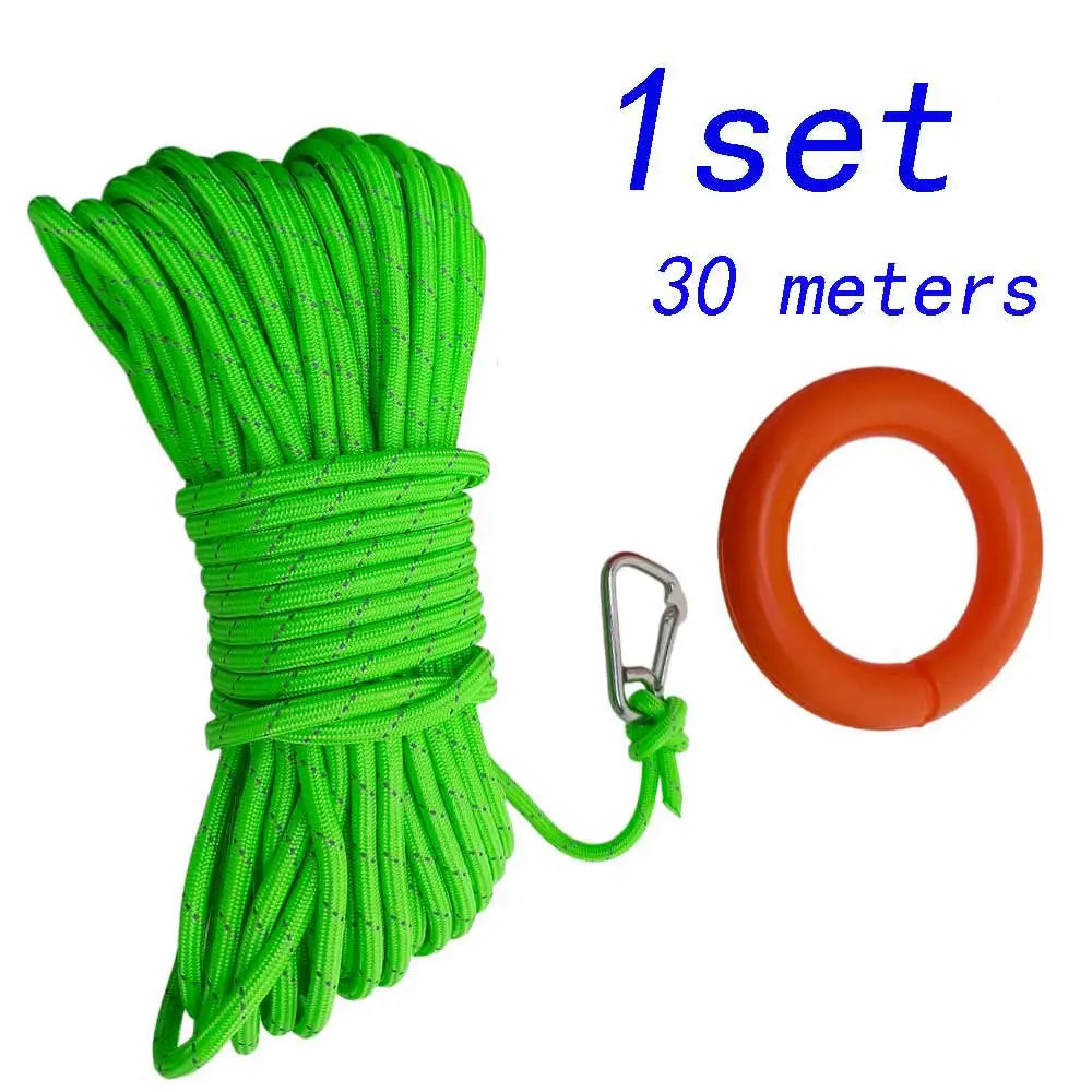 Water Rescue Rope Reflective Floating Line with 304 SS Hook Boat Kayak Pool Emergency High Visibility Lifeguard SafetyThrow Rope Oasis Select 1set Green 30M