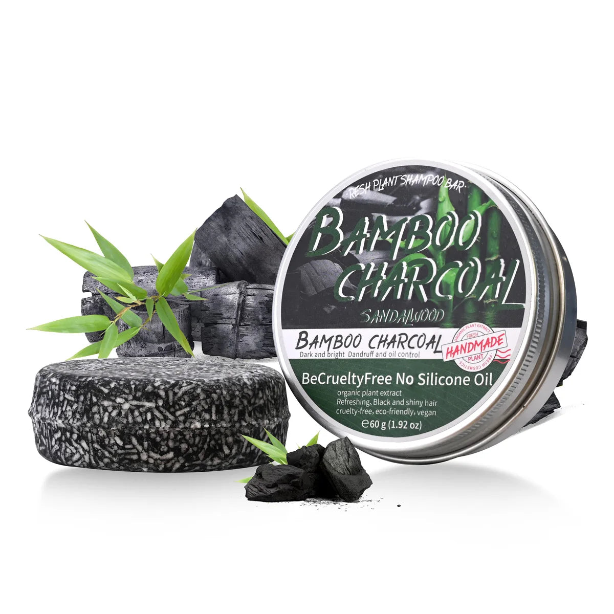 Bamboo Charcoal Solid Shampoo Soap Bar 60g | Handmade Hair Soap
