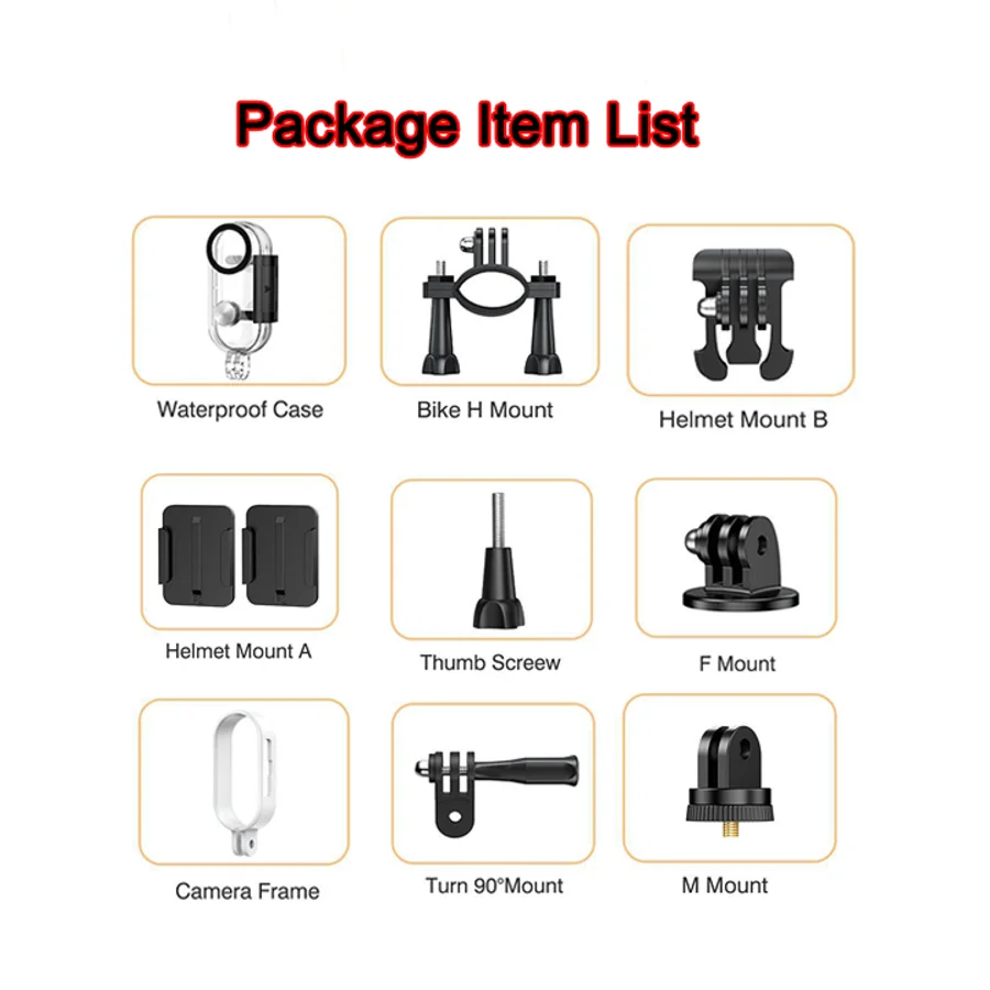 H88 Action Camera Accessories – Mounts, Buckles & Waterproof Case