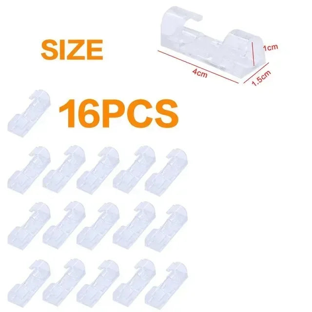 20/40pcs Adhesive Cable Clips Wire Holder For Wall Strong Self-Adhesive Stickers Cord Management Organizer For Desk Car Office Oasis Select Big Transparent 16PC
