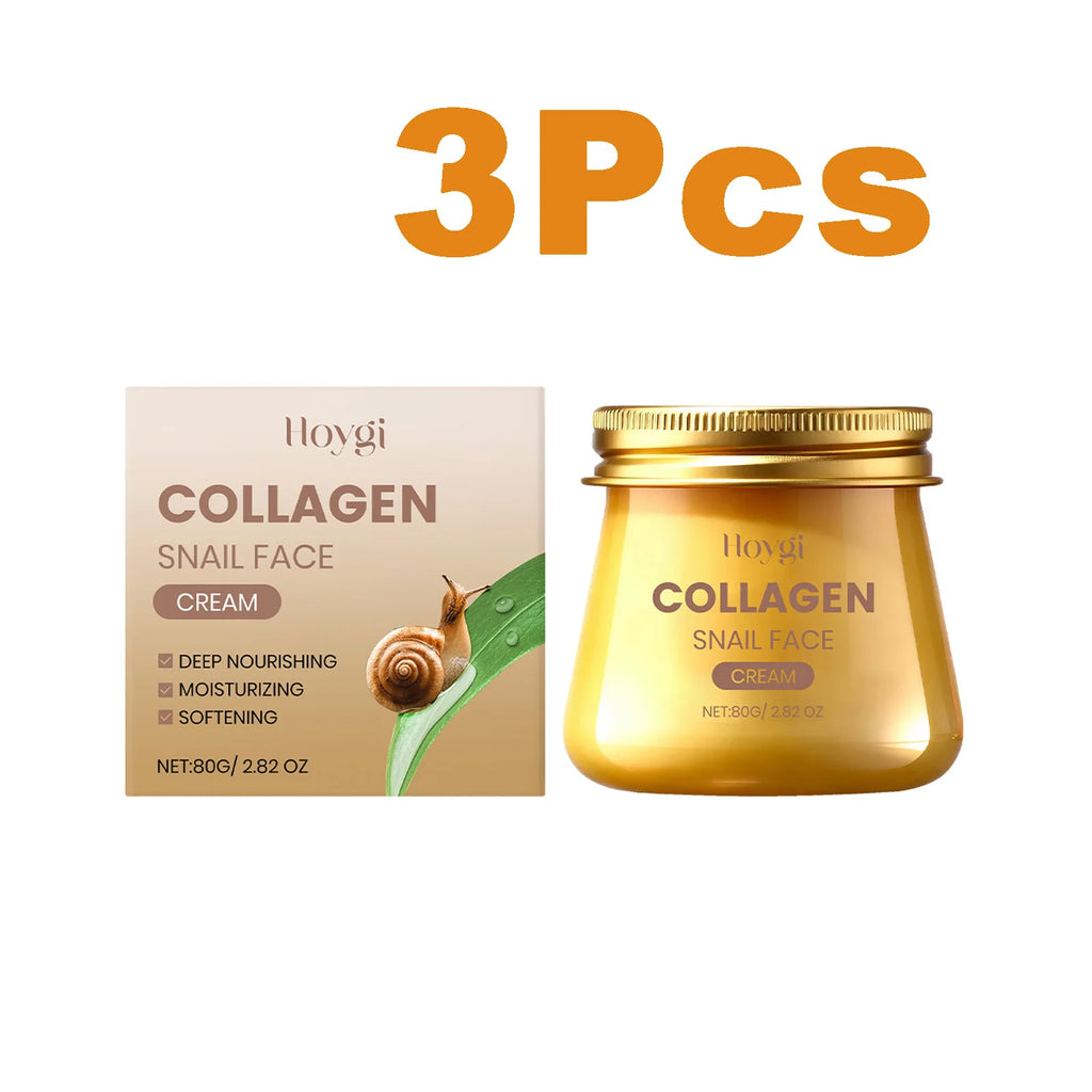 Snail Mucin Collagen Cream Anti Wrinkle Firming Hydrating Face Cream Improves Skin Elasticity & Texture Smoothing Face Skincare Oasis Select 3 x 80g Boxed