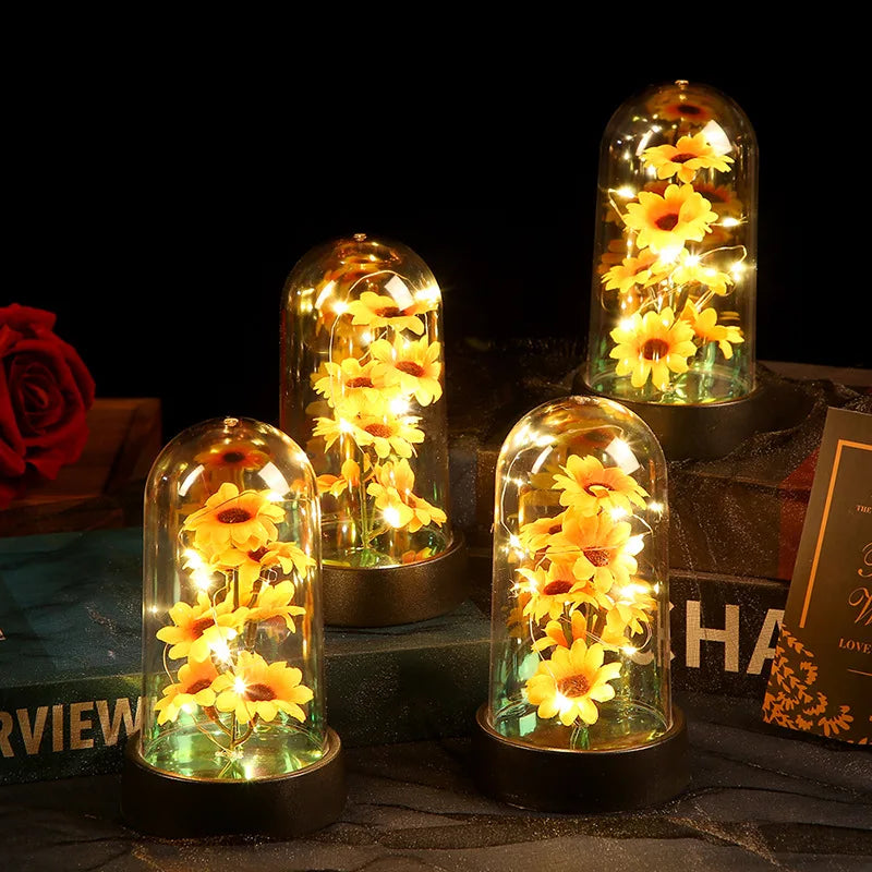 Graduation season gift small sunflower plastic set Mother's Day send wife send mother Valentine's Day eternal flower gift Birthd Oasis Select