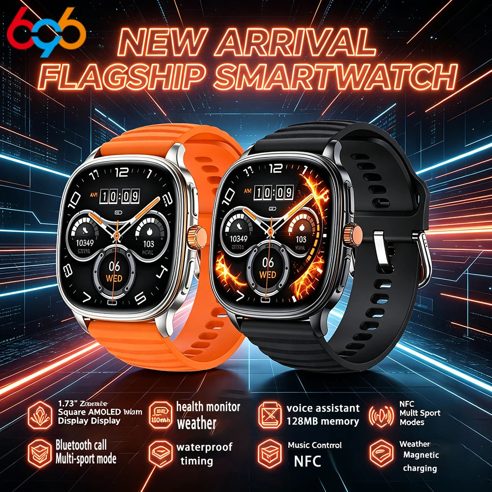 1.73-inch Square AMOLED Screen Smartwatch Man Woman Sports Fitness Tracker Call Smart Watch IP68 Waterproof Voice Assistant NFC Oasis Select