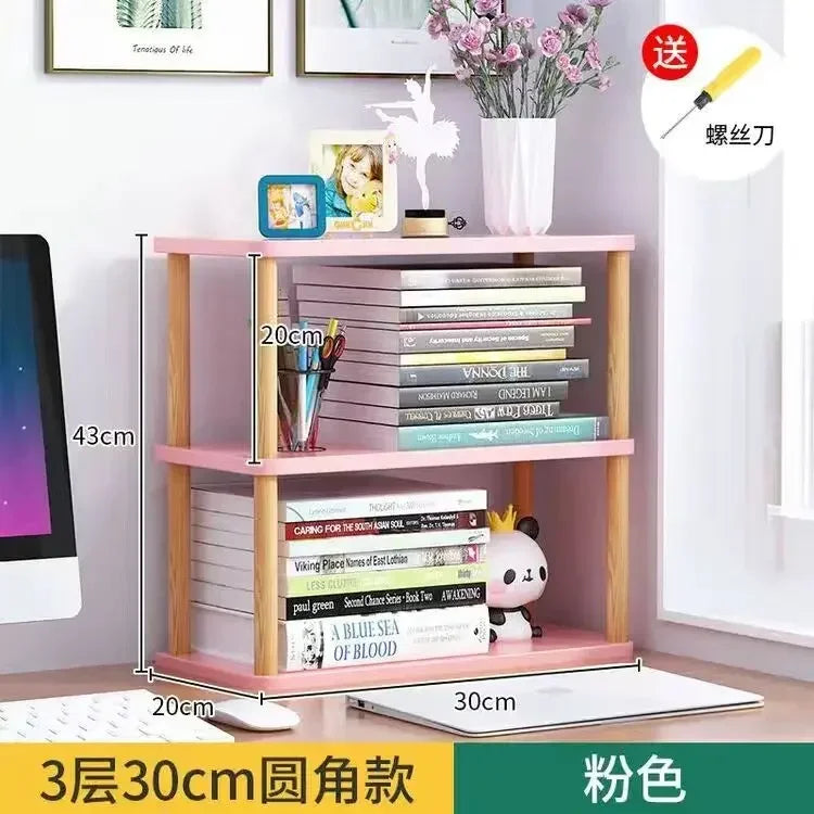 Minimalist Wooden Desktop Bookshelf | Multi-Layer Desk Organizer