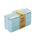 3 in 1 Wheat Straw Bento Box Reusable Portable Lunch Container Compartment Meal and Snack Food Storage Tableware Set Oasis Select Blue 3