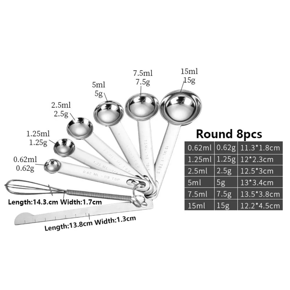 Stainless Steel Measuring Spoon Set – Engraved Scale Baking