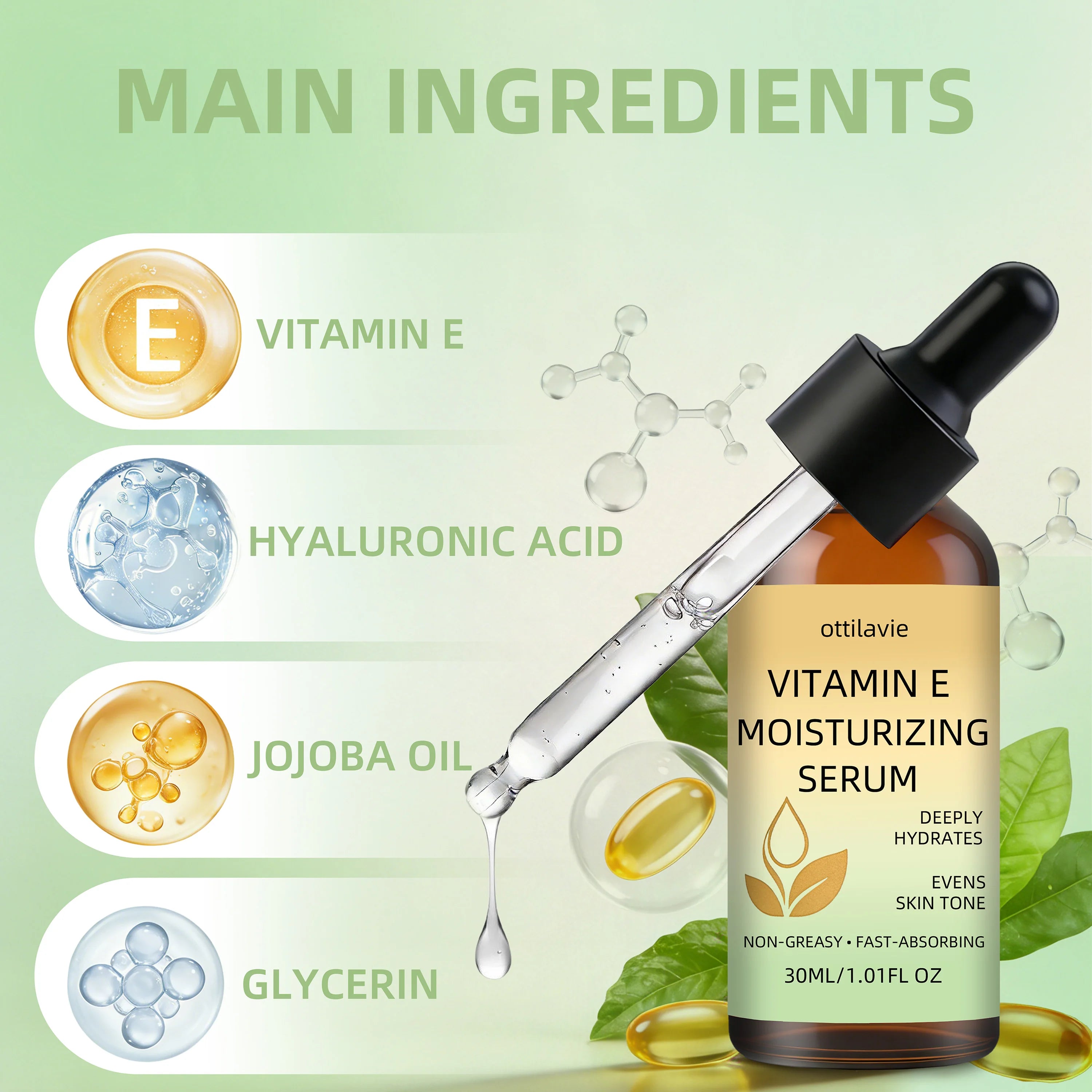 ottilavie Vitamin E Moisturizing Serum | All-Day Hydration Face Serum Oasis Select