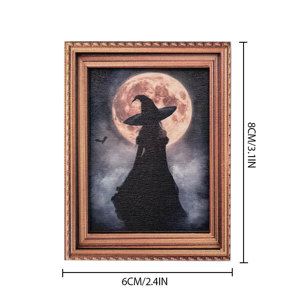 Halloween Magnetic Three-dimensional Fridge Magnet Ghost Witch Photo Frame Wooden Magnetic Decoration Oasis Select MZCT119