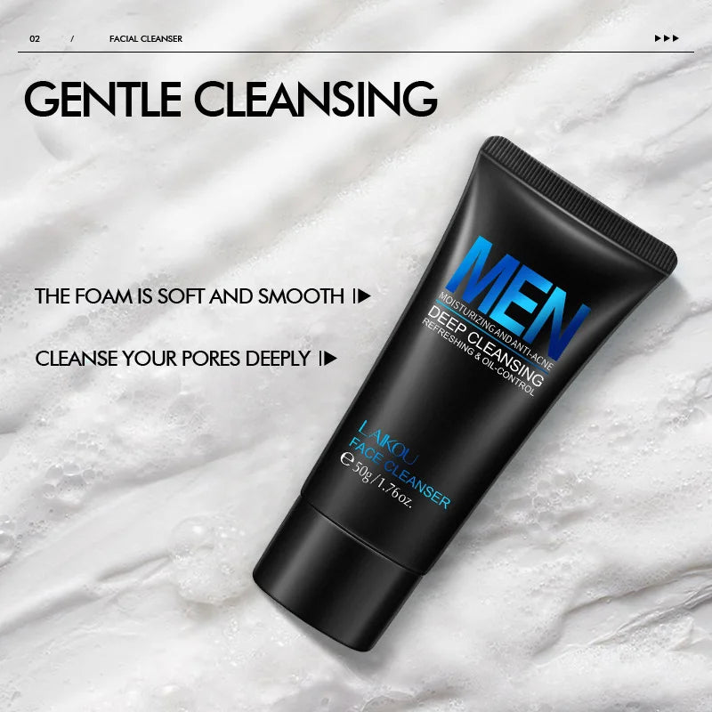 LAIKOU Men's Face Wash – Oil Control & Blackhead Scrub 50g Men's Facial Cleanser Oasis Select