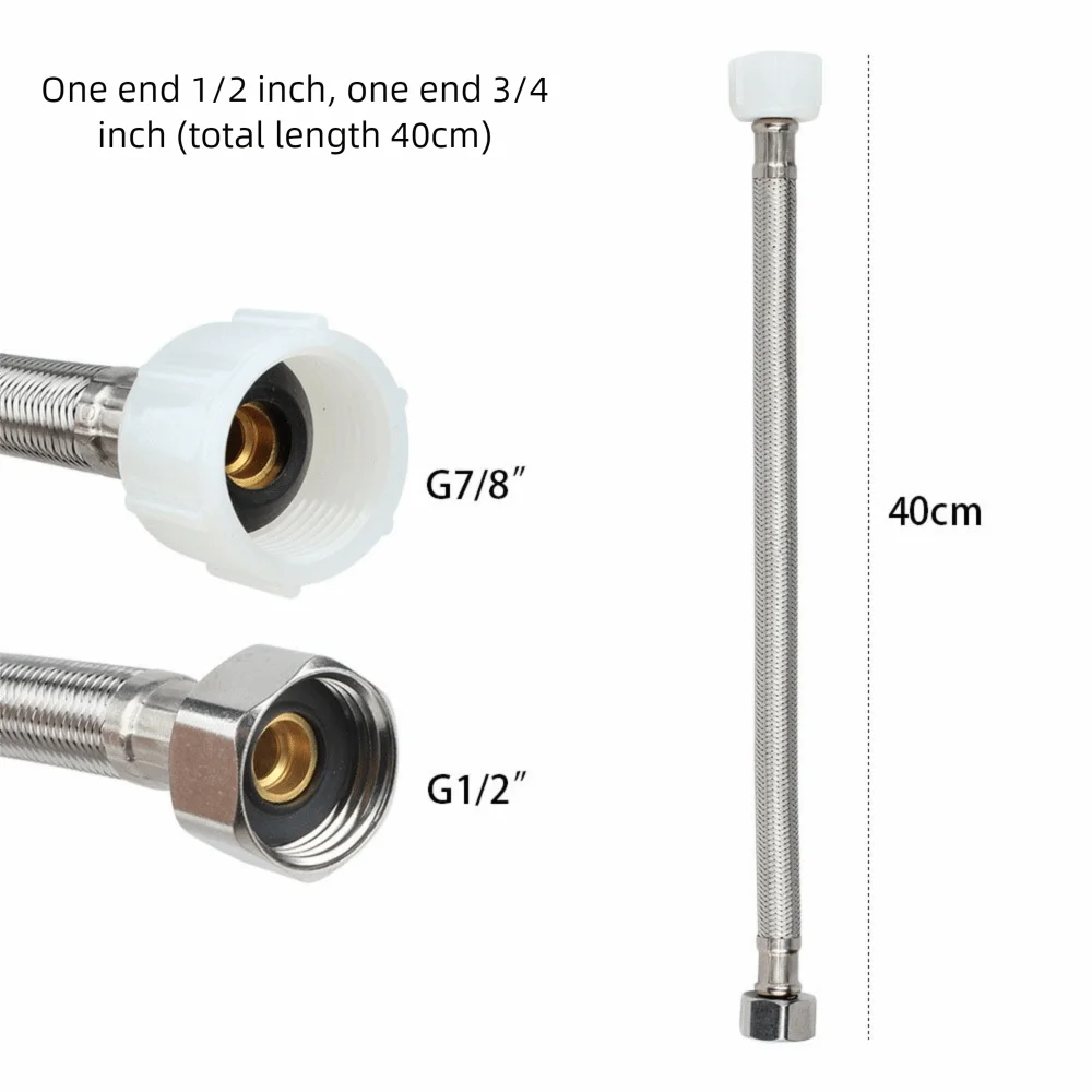 30/40cm Corrugated Water Hose Stainless Steel Large Flow Hot and Cold Water Faucet Inlet Hose Explosion-proof Oasis Select B-40cm