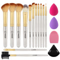 Soft Fluffy Makeup Brush & Sponge Set – Blush, Eye & Foundation Makeup Brush Set Oasis Select 13CP-PF