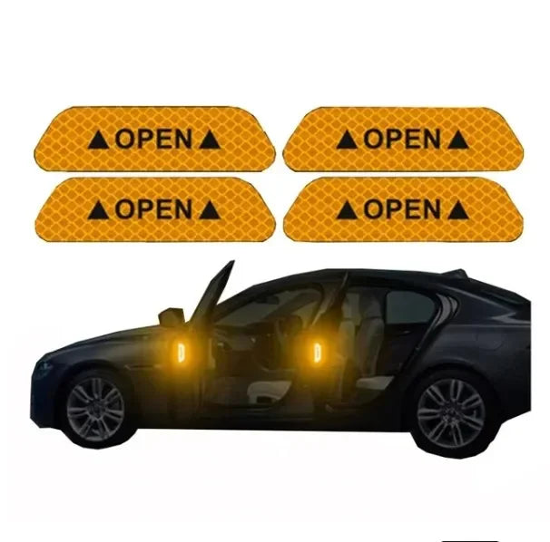 4/8/12/16pcs Reflective Car Door Sticker Safety Opening Warning Reflector Tape Decal Car Accessorie Interior Reflector Sticker Oasis Select Orange 4pcs