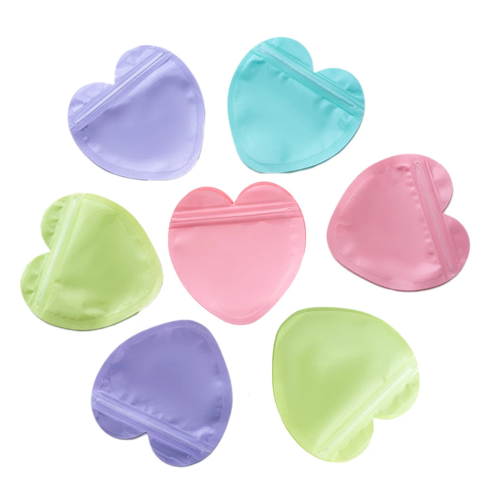 20pcs Heart Candy Plastic Bag For Wedding Birthday Party DIY Display Necklace Bracelet Gifts Packaging Pouch Small Businesses Oasis Select