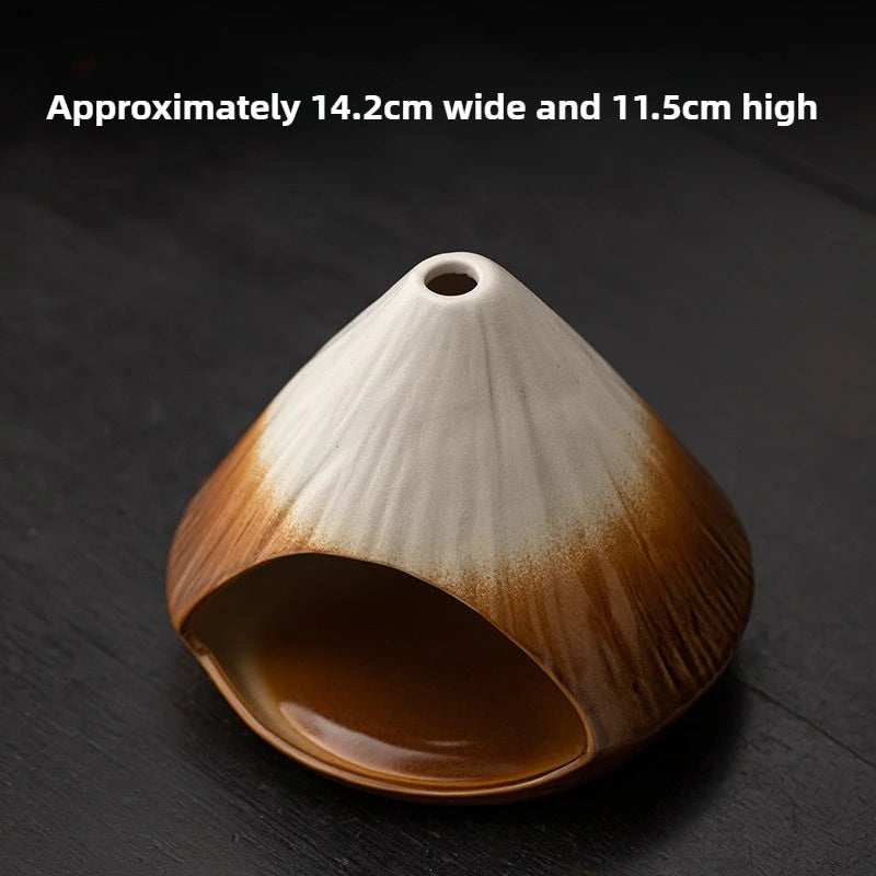 Ceramic Palo Santo Sticks Holder Incense Burner Sage Incense Holders with Chimney Ash Catcher Tray for Meditation Yoga Room Oasis Select brown